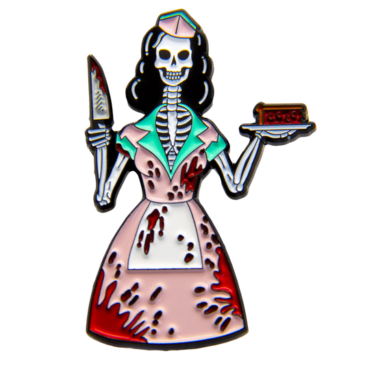 1950's Bloody Skeleton Waitress Enamel Pin