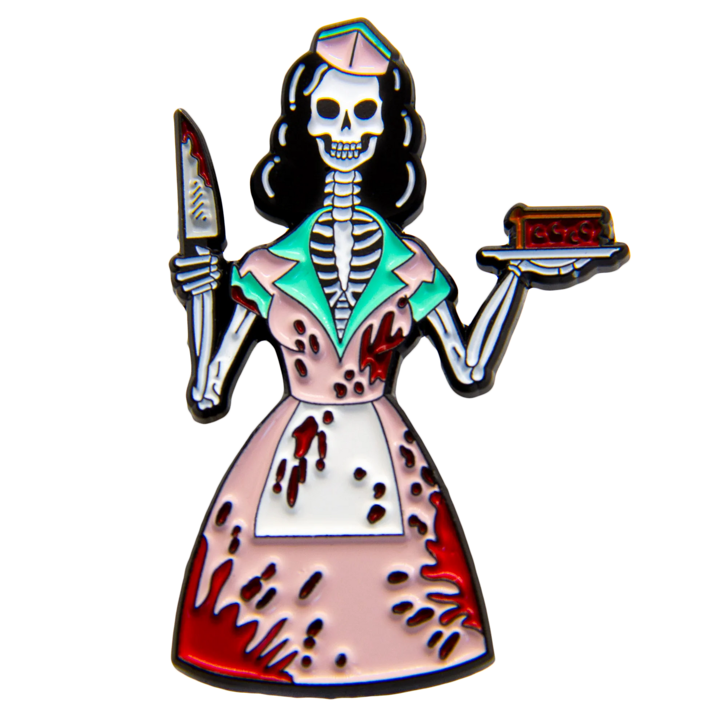 1950's Bloody Skeleton Waitress Enamel Pin