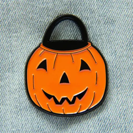 Vintage Halloween Pumpkin Bucket Enamel Pin